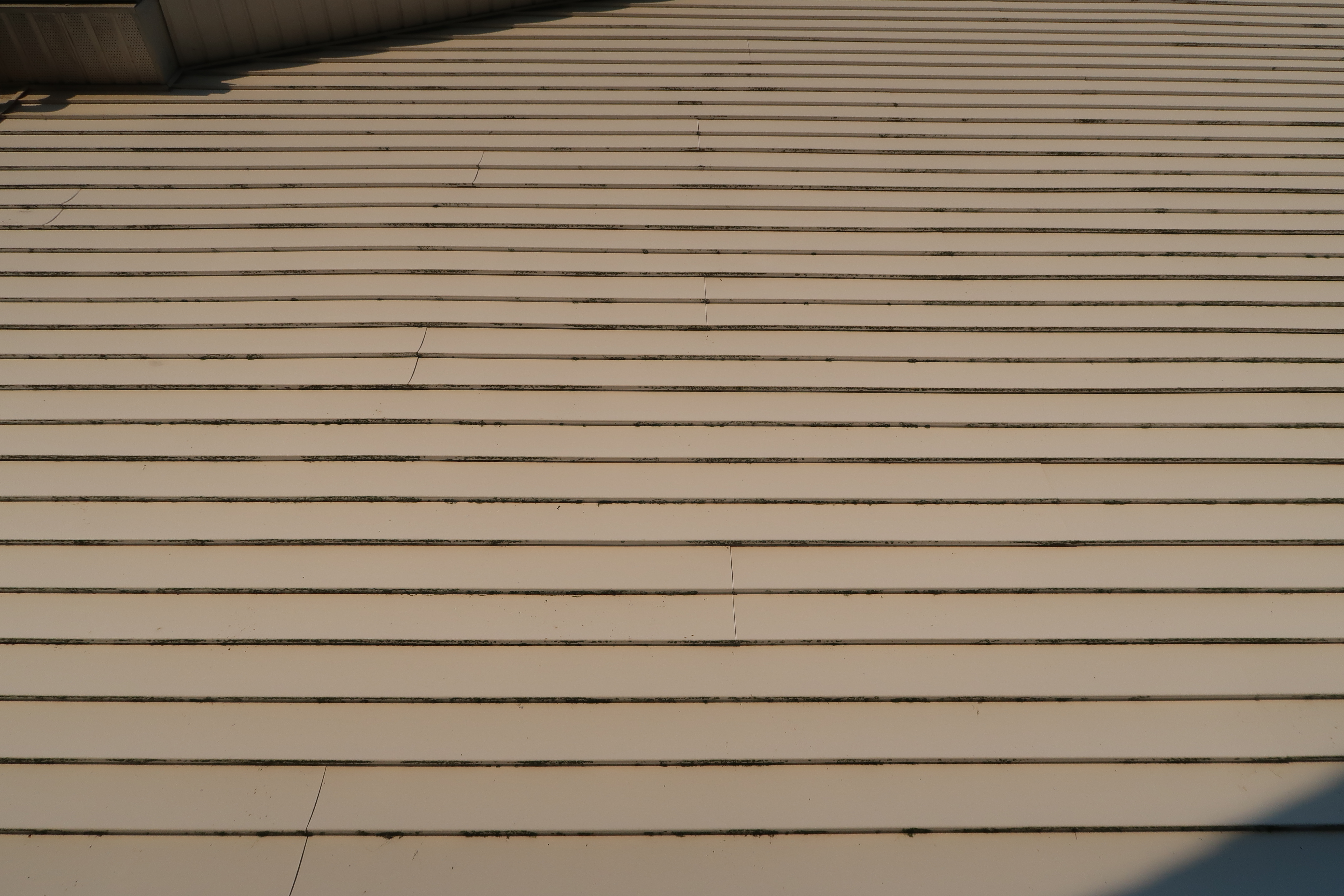 Close-up dirty siding before soft washing