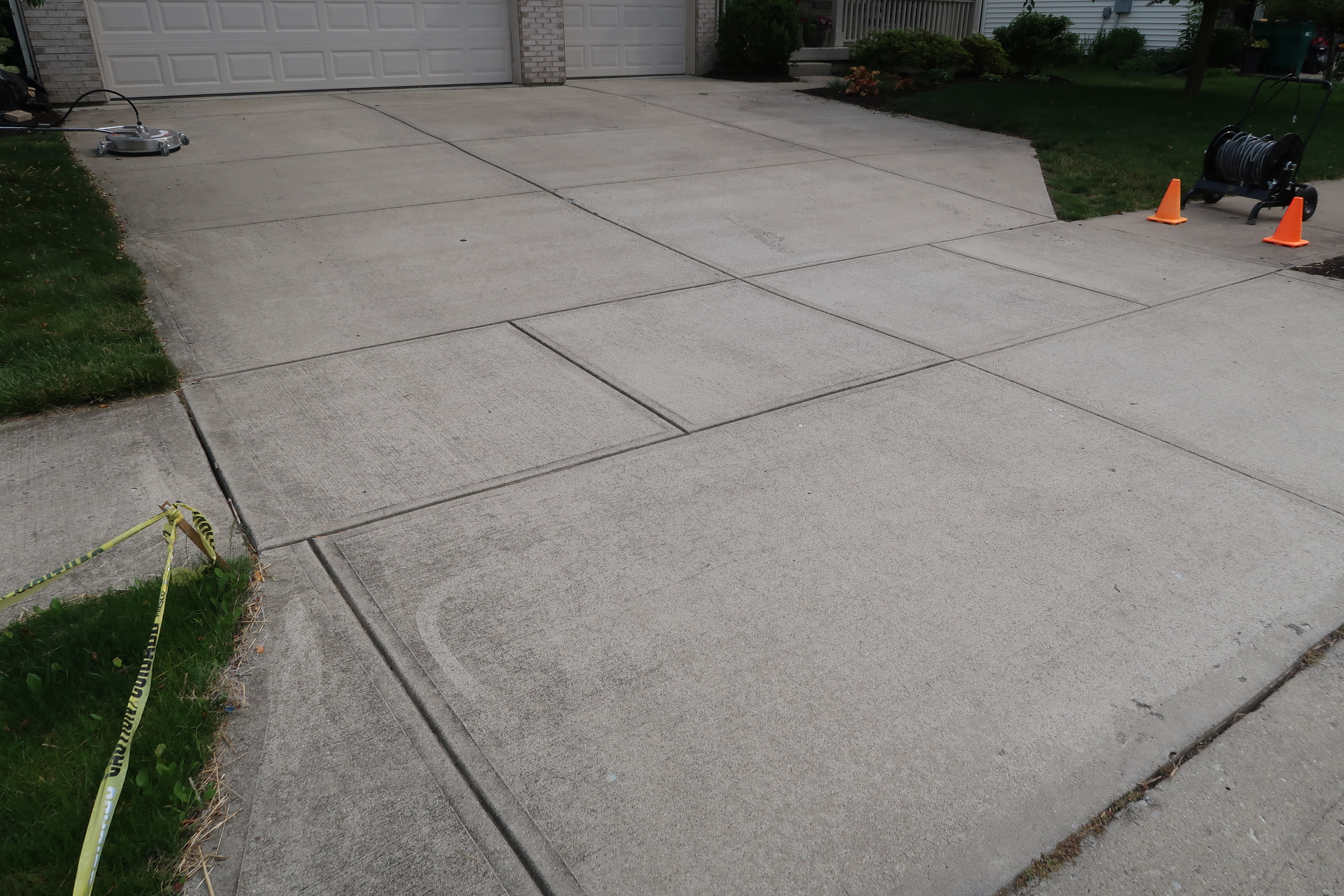 Concrete driveway after surface cleaning