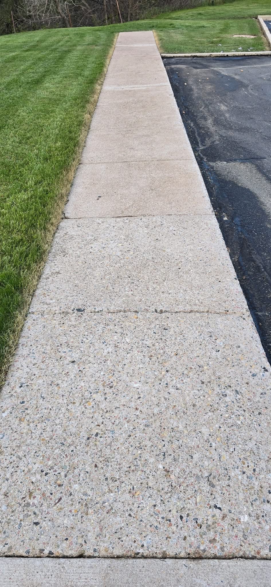 Clean sidewalk after surface cleaning